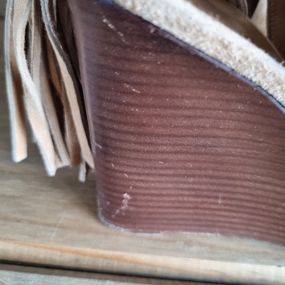 Chloe tan suede open toe wedges with Tassels sz 41 uk 7.5 - Picture 4 of 11